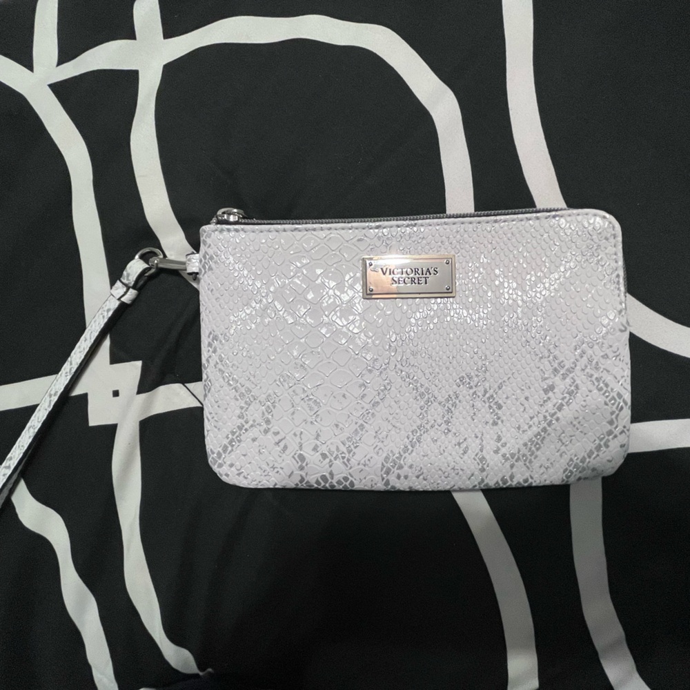 White Silver Snakeskin Victoria’s Secret Wristlet